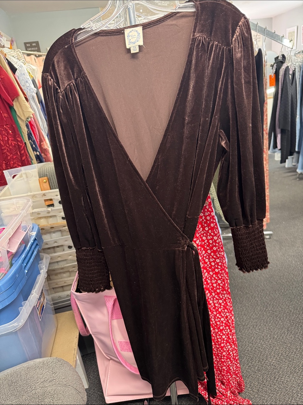 Francesca’s blue rain velvet dress 1X // 091864
